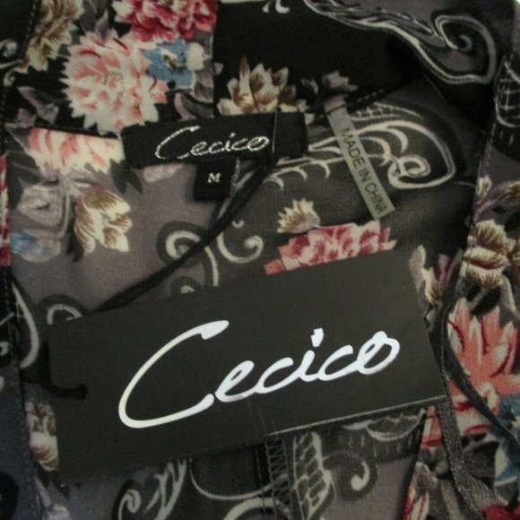 Cecico Romantic Floral Chiffon Kimono Top sz M NWT Ballet Wrap - Picture 10 of 11